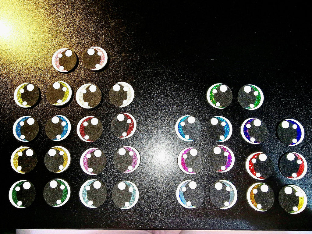 Glitter/ Holo Felt Amigurumi Eyes: Circle + 2 Dots Plushie Eyes, 5 Sets (15-40mm)