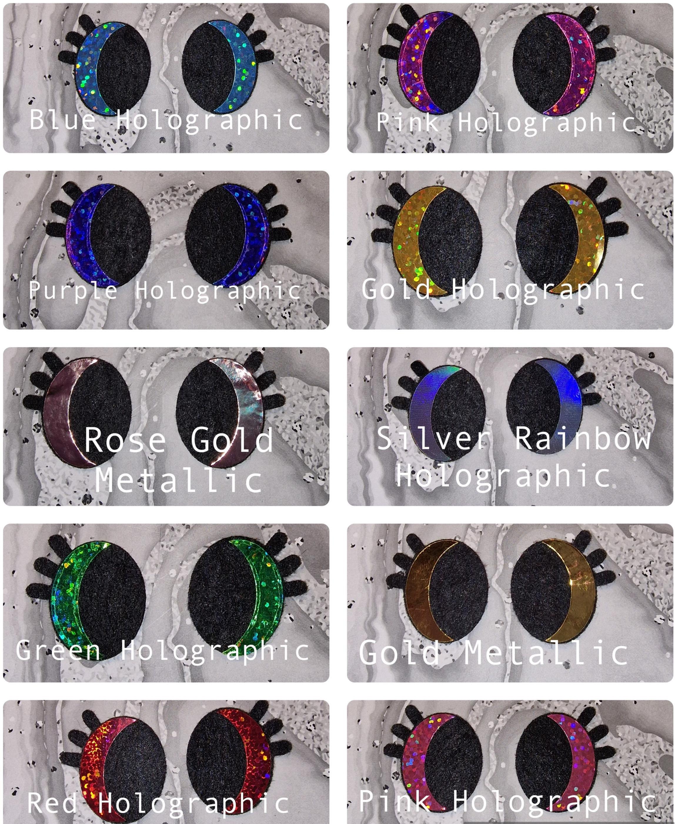 3.5 Inch Felt Amigurumi Eyes: Oval Lashes, Glitter Heart + 2 Dots (1 set. 2 eyes)