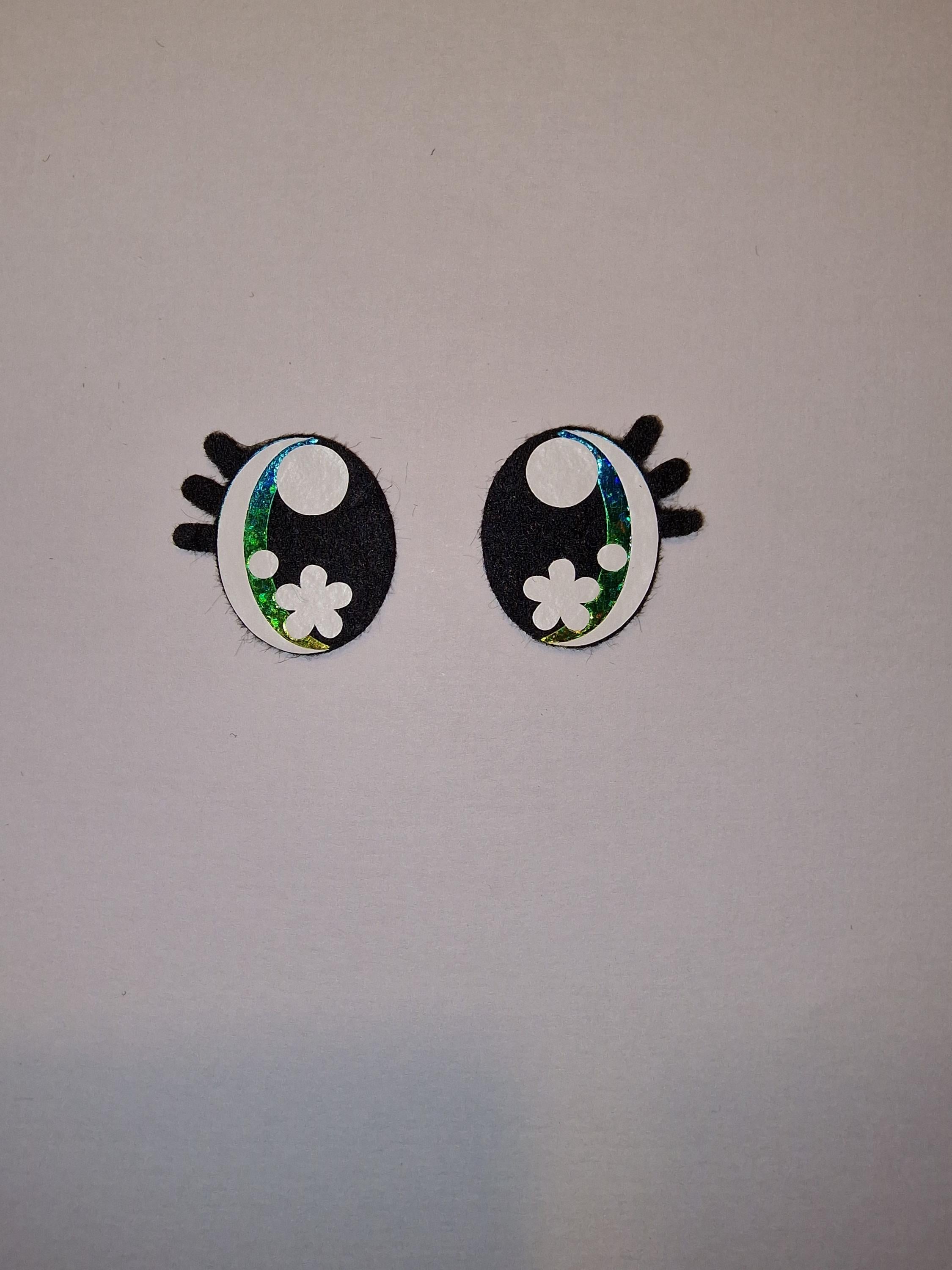 Amigurumi Eyes (5 Sets) - Oval Lash Glitter, Holographic, Rainbow Ombre, 30-40mm