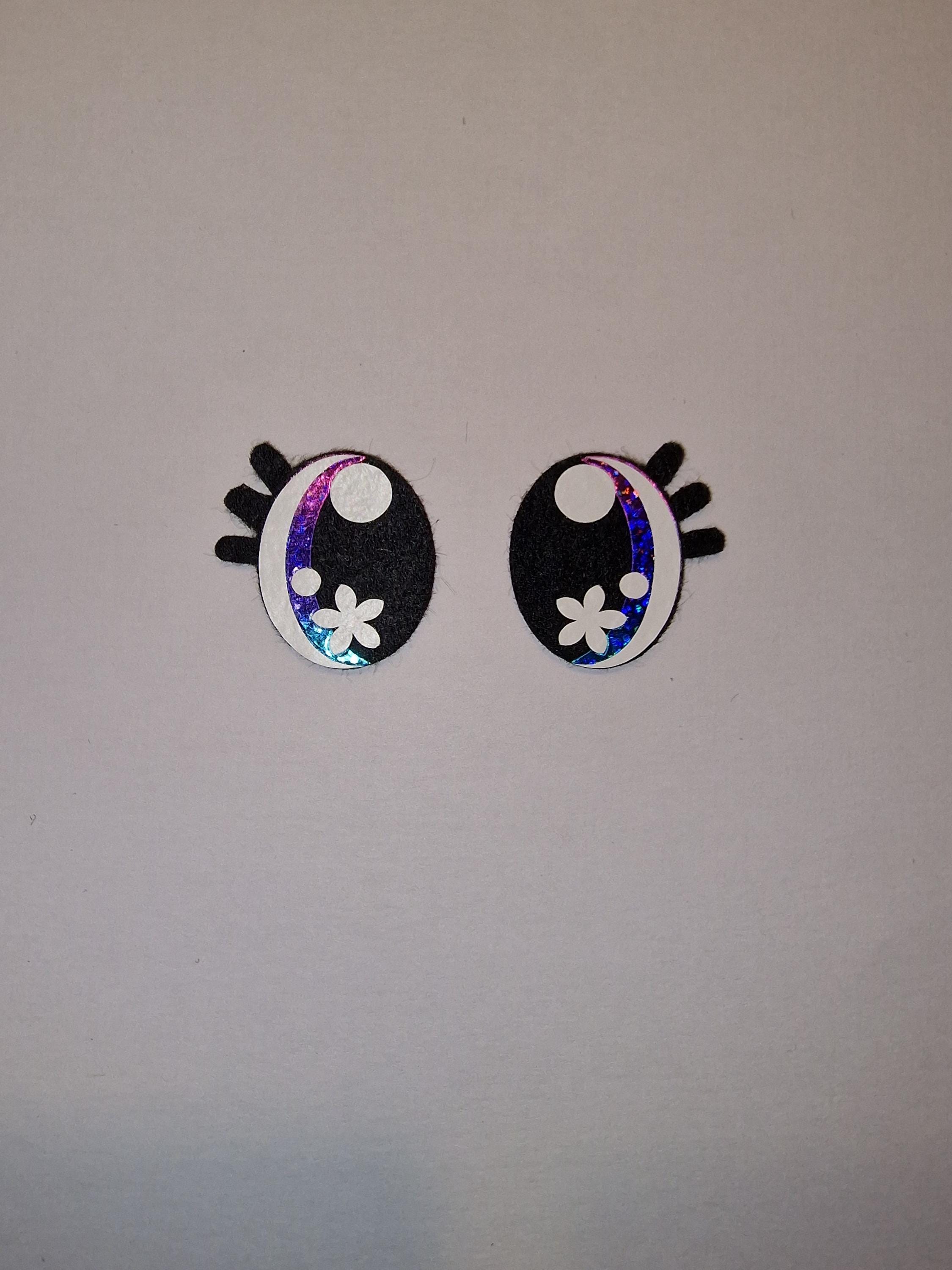 Amigurumi Eyes (5 Sets) - Oval Lash Glitter, Holographic, Rainbow Ombre, 30-40mm