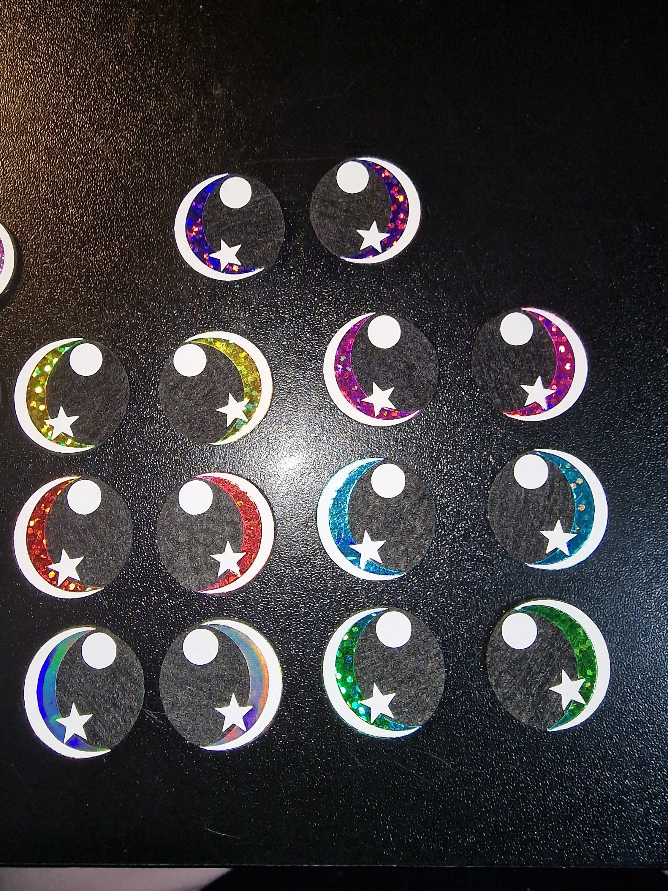Glitter Felt Amigurumi Eyes. Star & Circle, 5 Sets (15mm- 40mm)
