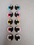 Glitter/Holo  Felt Amigurumi Eyes: 5 Sets Heart+2 Dots Sparkle Vinyl Eyes (15-40mm)