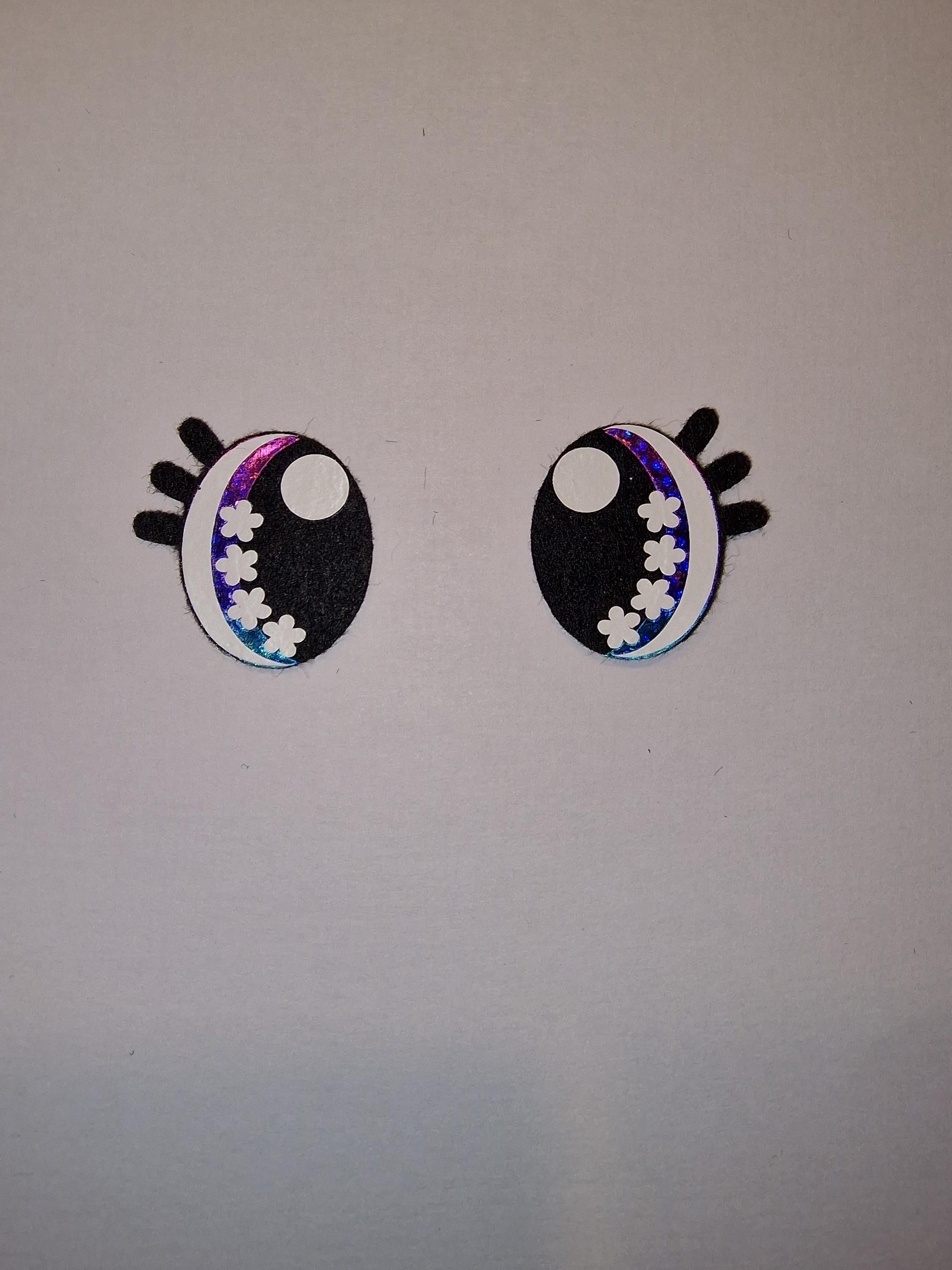 Amigurumi Eyes (5 Sets) - Oval Lash Glitter, Holographic, Rainbow Ombre, 30-40mm