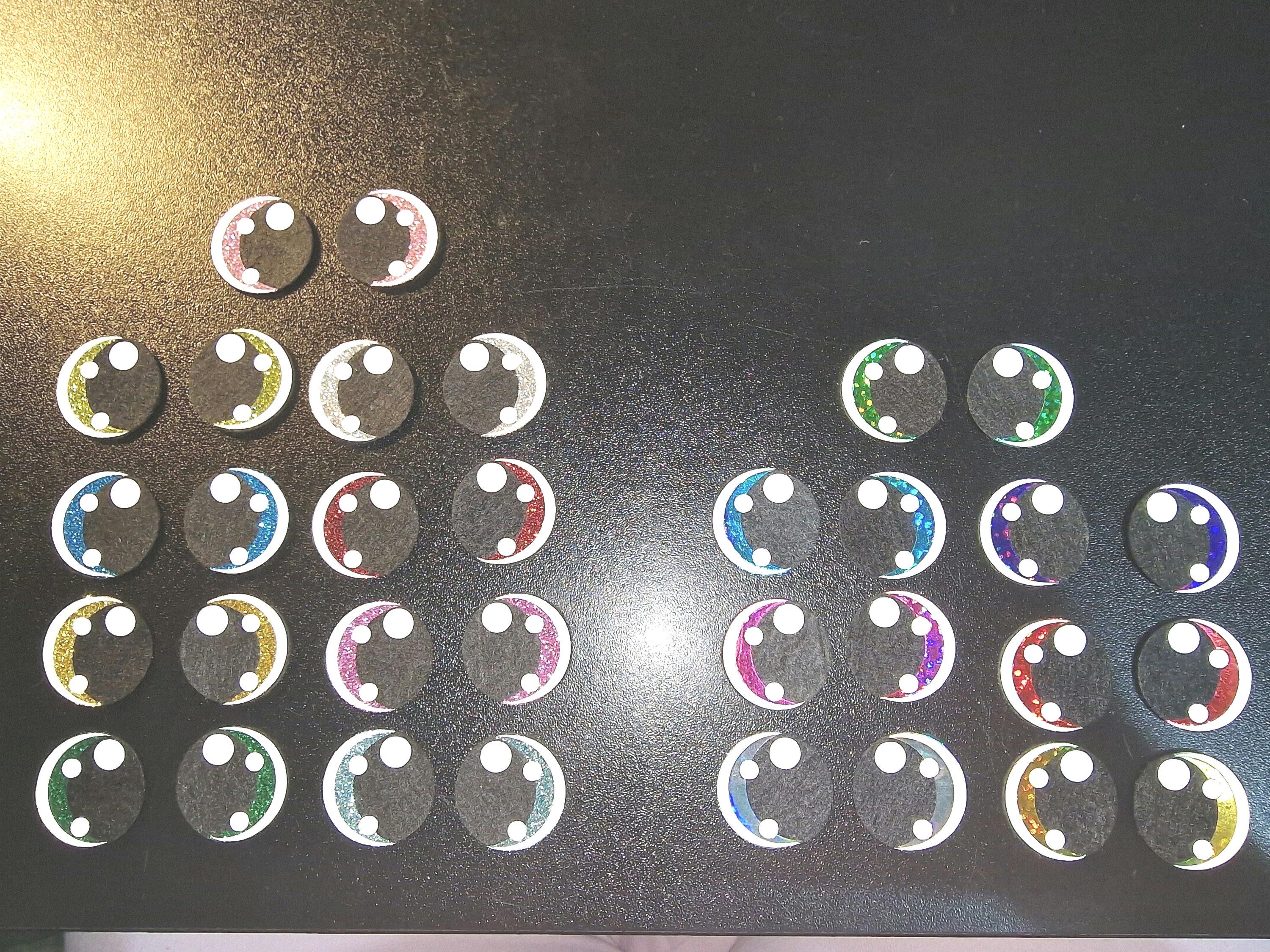 Glitter/Holo Felt Amigurumi Eyes: 5 Sets Circle + 2 Dots (50-70mm)