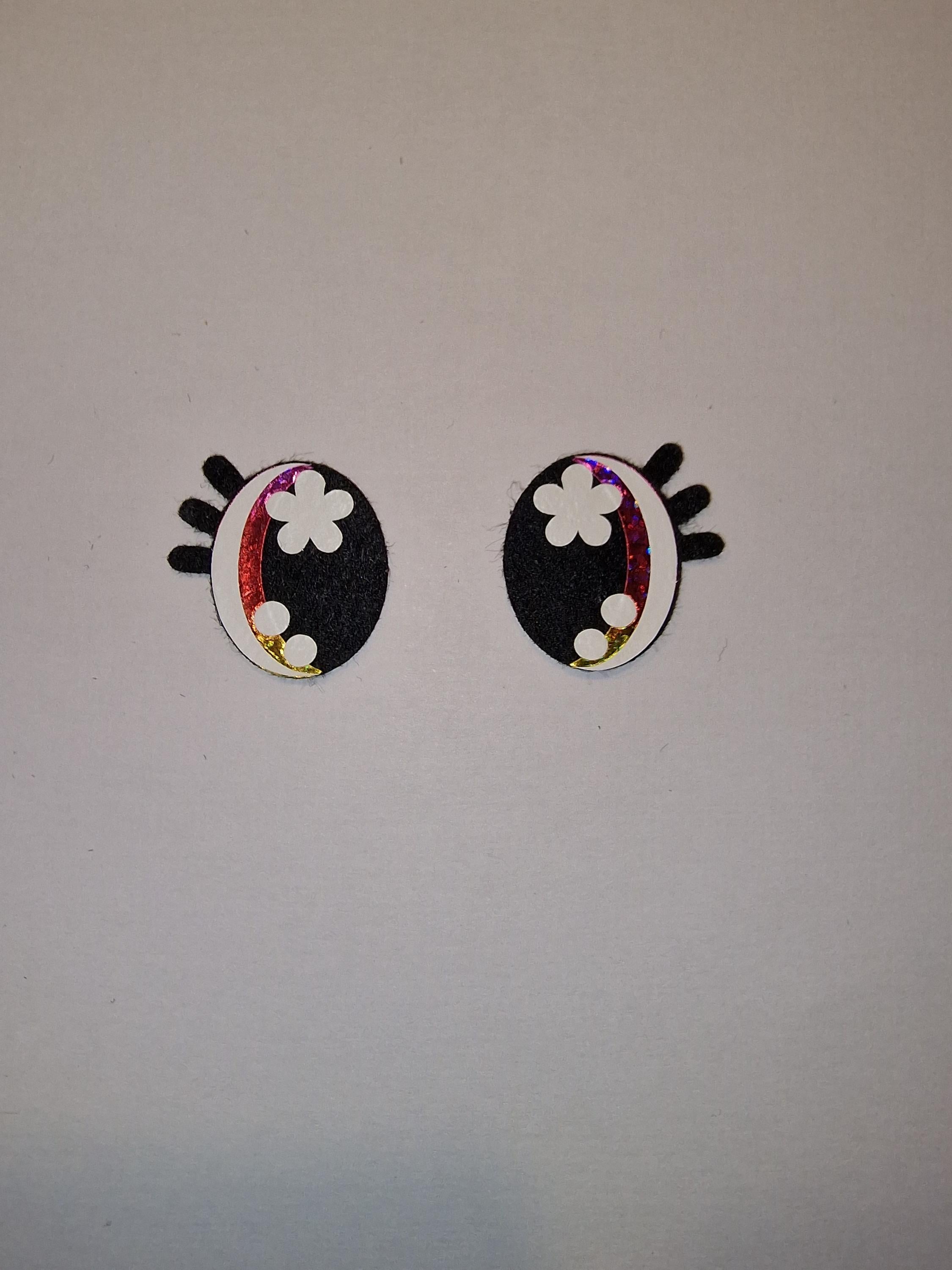 Amigurumi Eyes (5 Sets) - Oval Lash Glitter, Holographic, Rainbow Ombre, 30-40mm