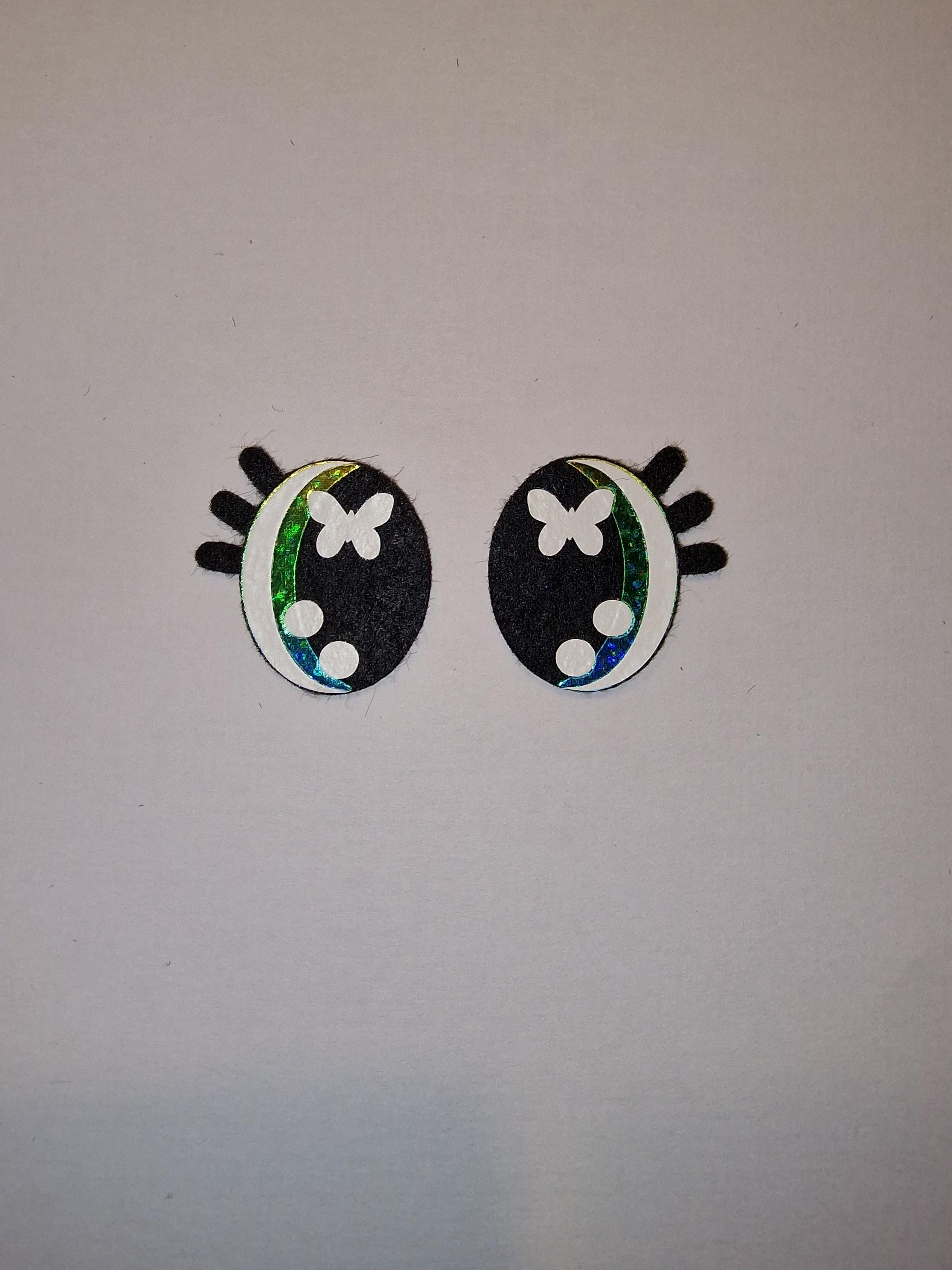 Amigurumi Eyes (5 Sets) - Oval Lash Glitter, Holographic, Rainbow Ombre, 30-40mm