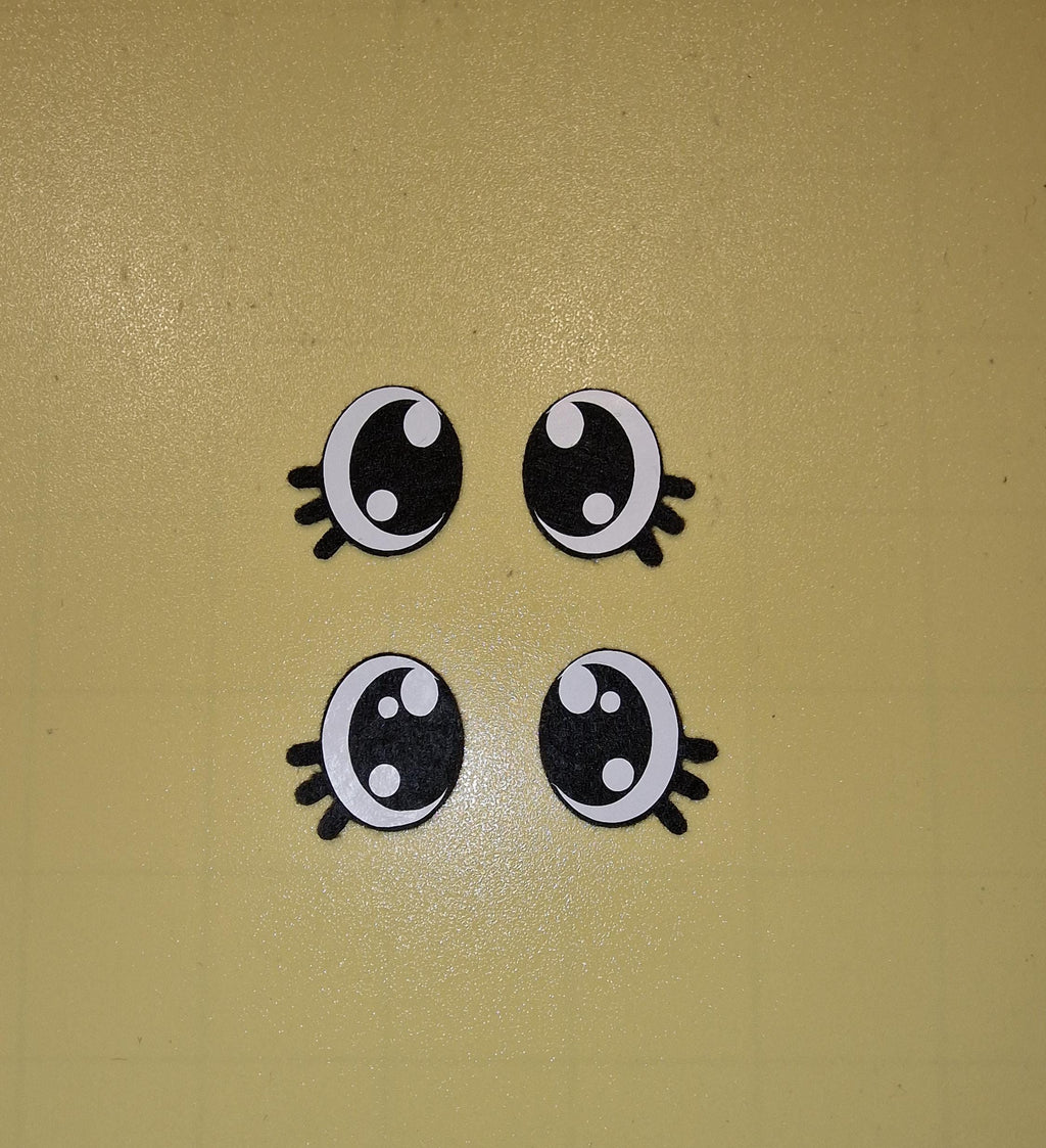 Amigurumi Eyes: Oval Lashes, Felt & Vinyl Set of 5. (25mm-40mm)
