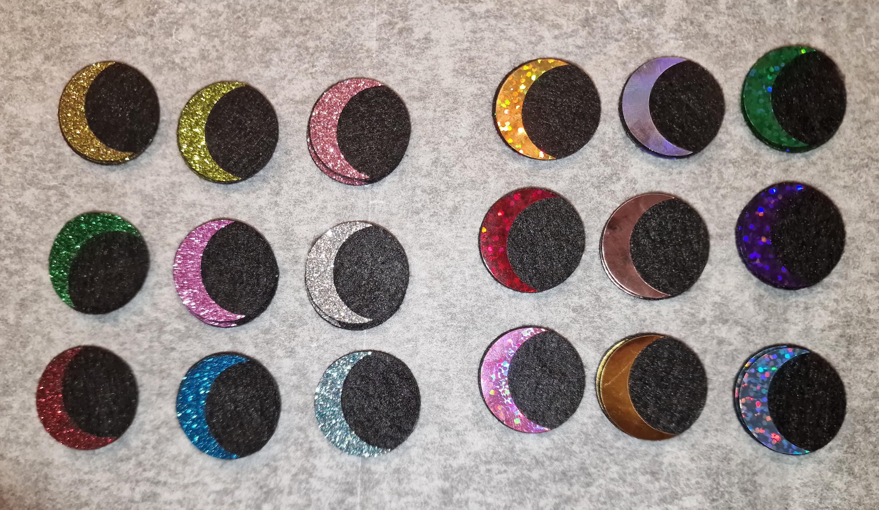 Glitter/Holo  Felt Amigurumi Eyes: 5 Sets Heart+2 Dots Sparkle Vinyl Eyes (15-40mm)