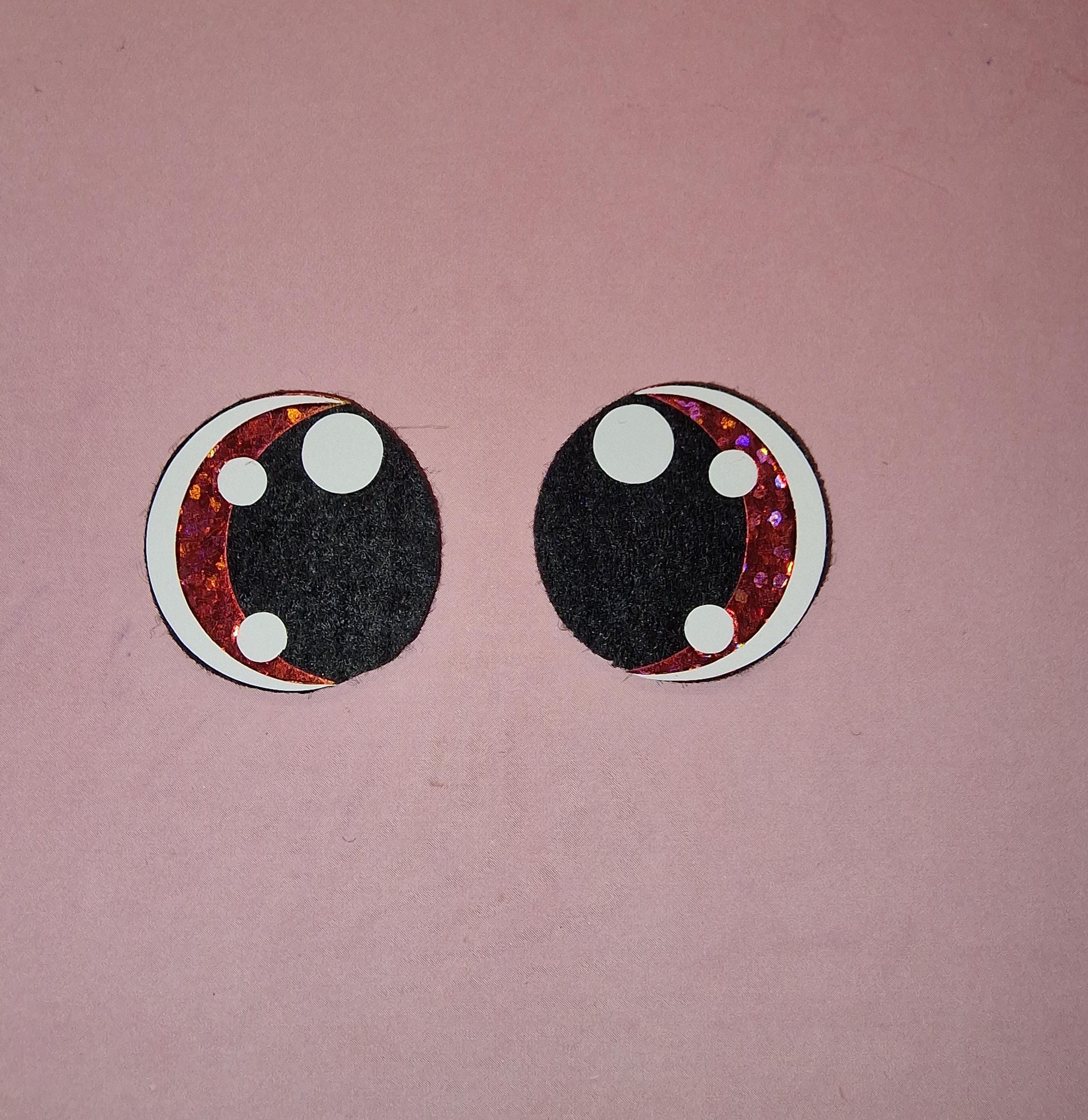 Glitter/ Holo Felt Amigurumi Eyes: Circle + 2 Dots Plushie Eyes, 5 Sets (15-40mm)