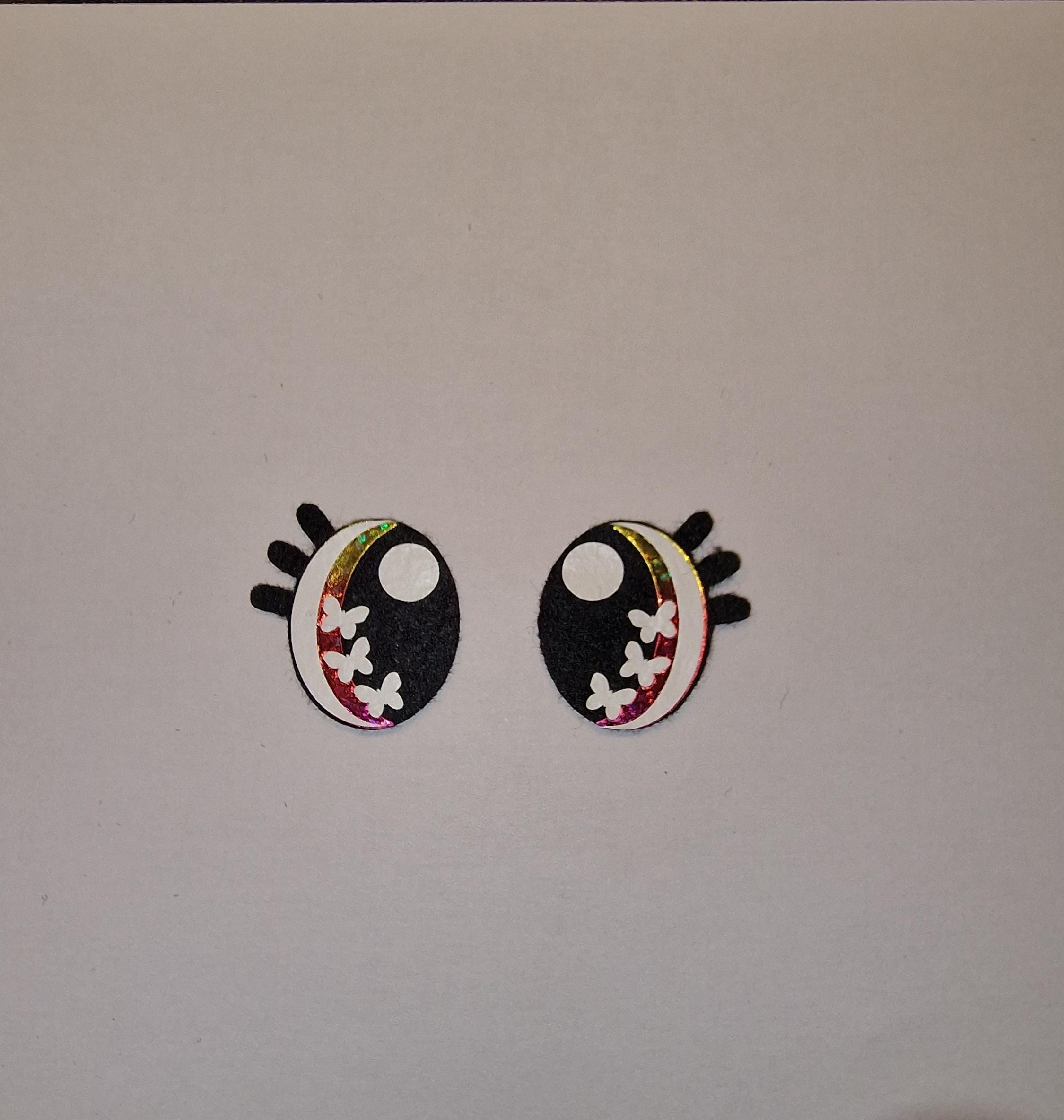 Amigurumi Eyes (5 Sets) - Oval Lash Glitter, Holographic, Rainbow Ombre, 30-40mm