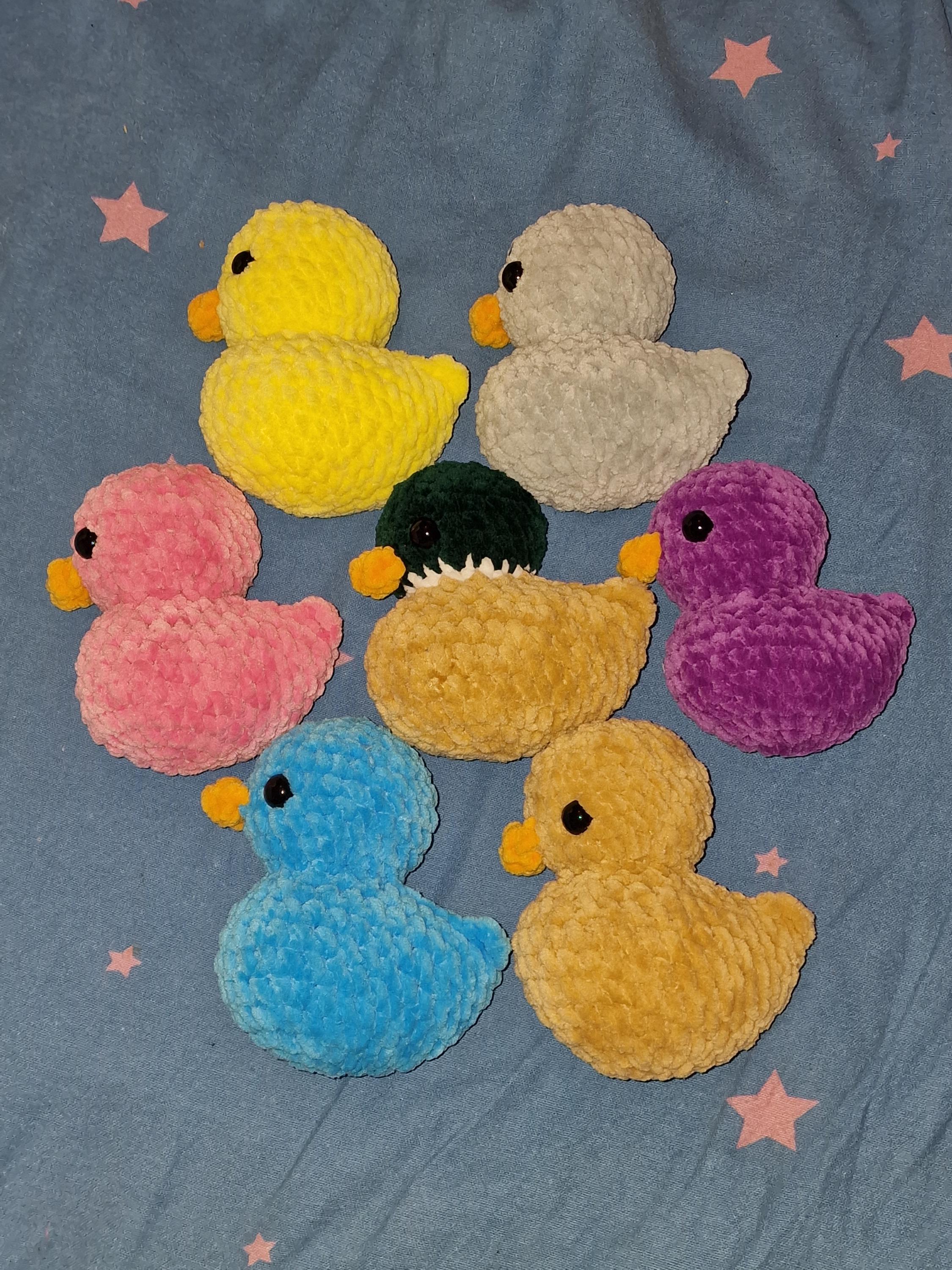 Crochet Chenille Duck Handmade Plush Toy Variety Colours Available