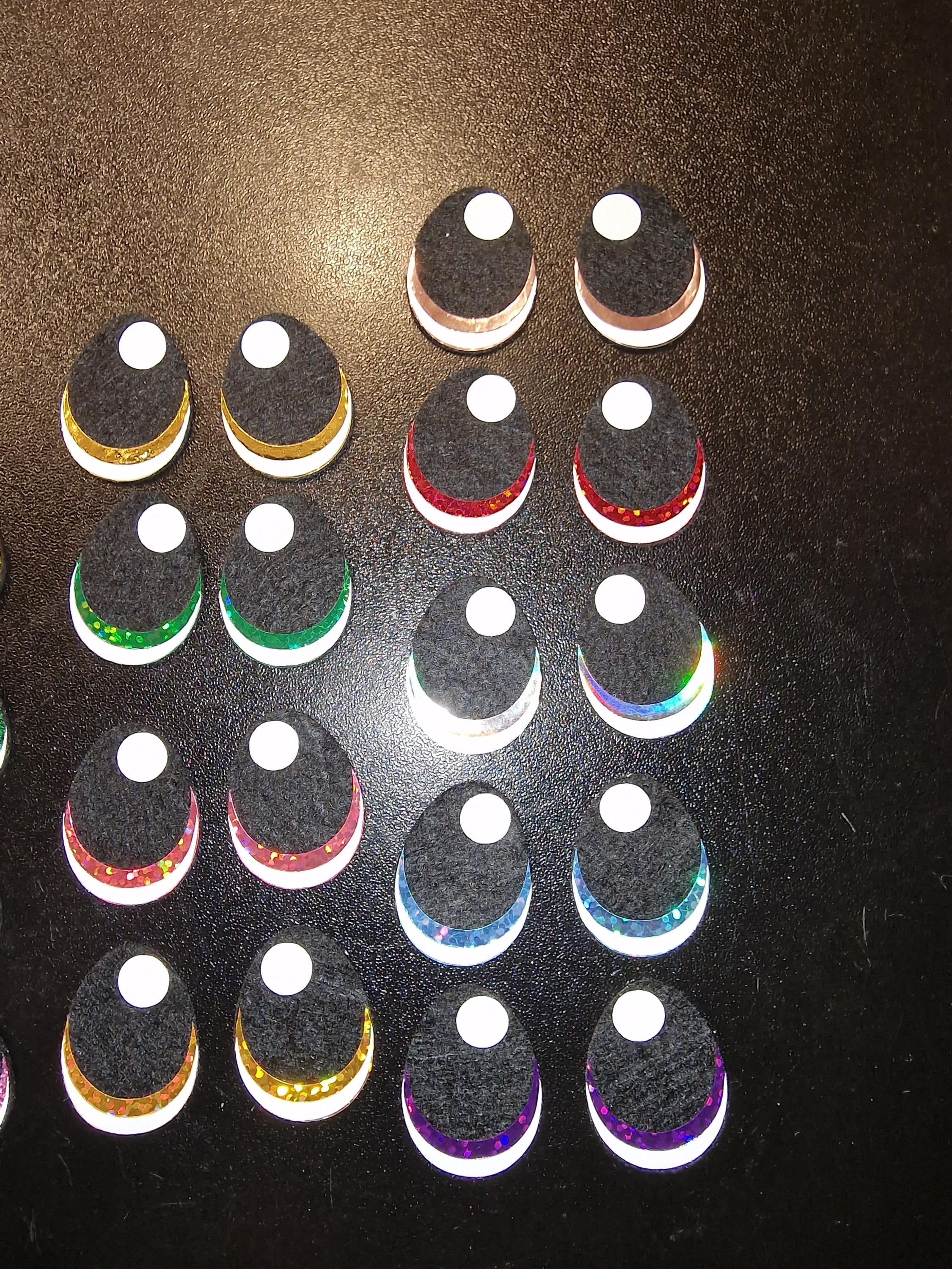5 Sets Glitter/Holo Felt Amigurumi Eyes: Egg-Shaped Vinyl Plushie Eyes (20mm-40mm)