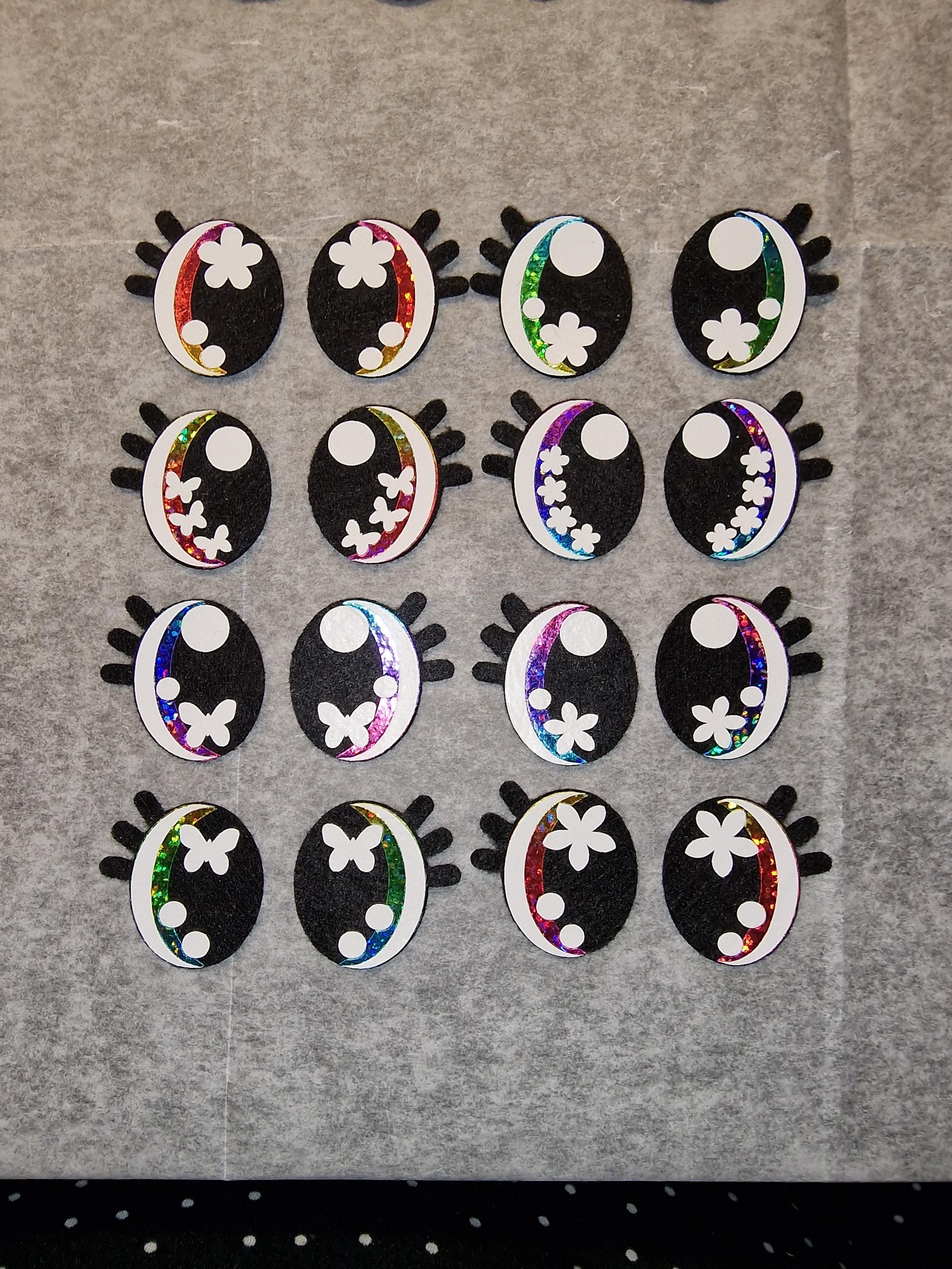 Amigurumi Eyes (5 Sets) - Oval Lash Glitter, Holographic, Rainbow Ombre, 30-40mm