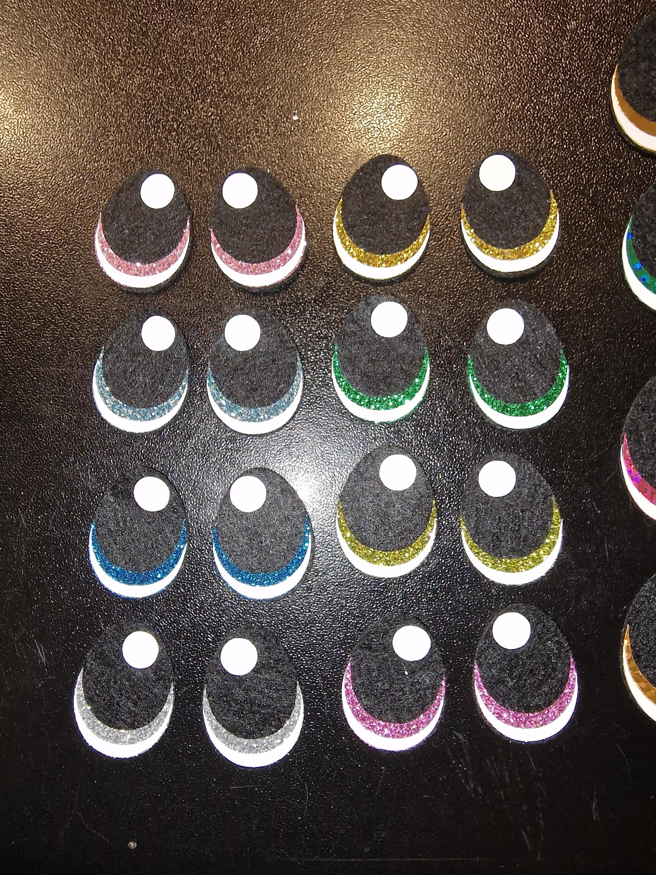 5 Sets Glitter/Holo Felt Amigurumi Eyes: Egg-Shaped Vinyl Plushie Eyes (20mm-40mm)