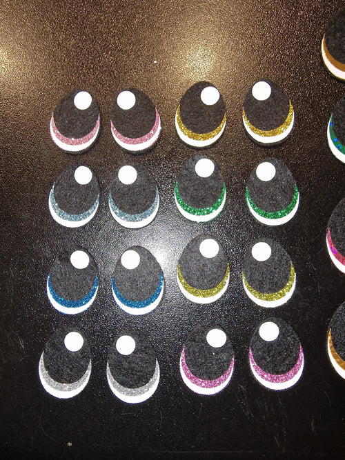 5 Sets Glitter/Holo Felt Amigurumi Eyes: Egg-Shaped Vinyl Plushie Eyes (20mm-40mm)