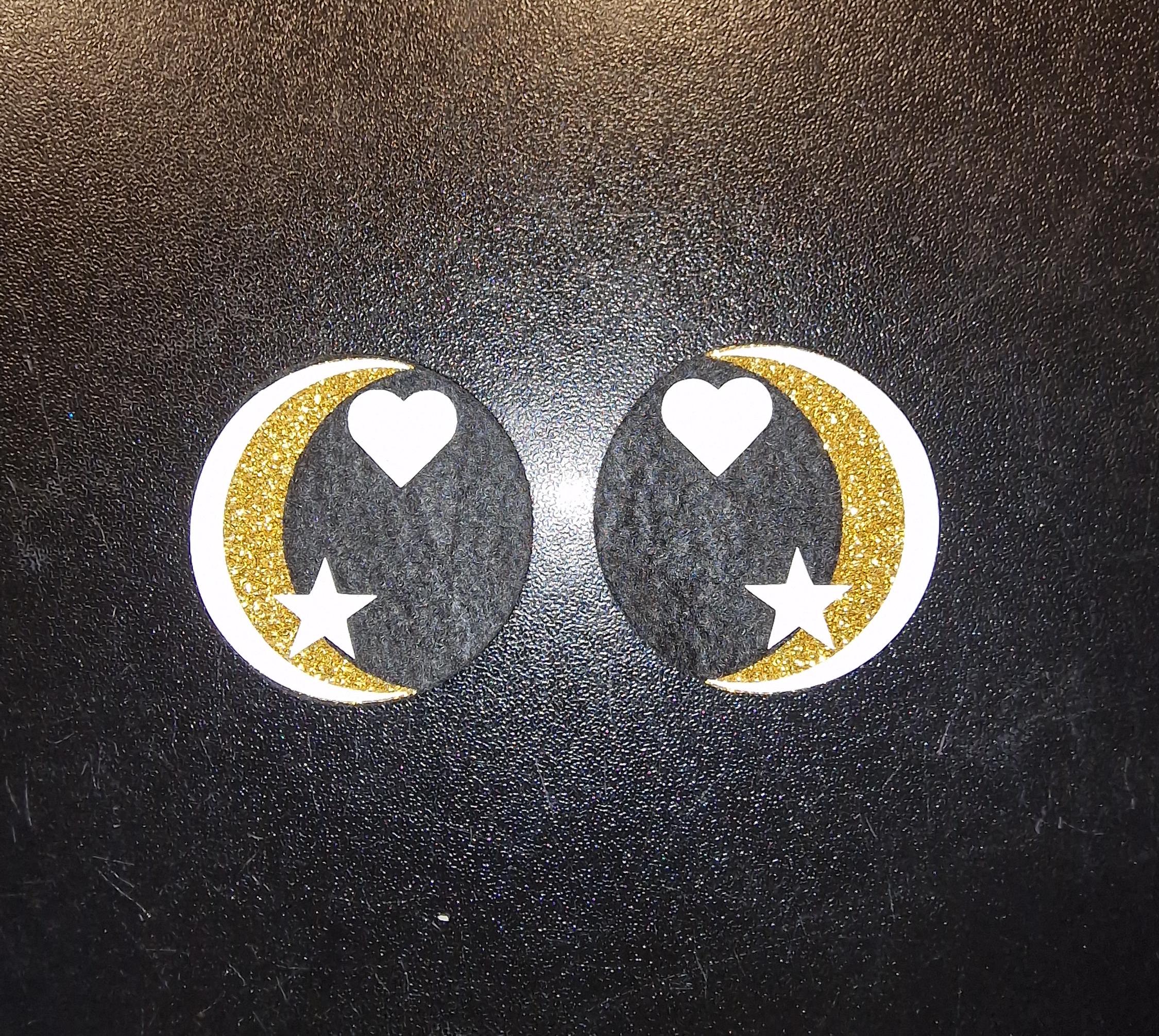 Glitter/Holo Felt Amigurumi Eyes. Heart & Star, 5 Sets (10 eyes)  10-40mm