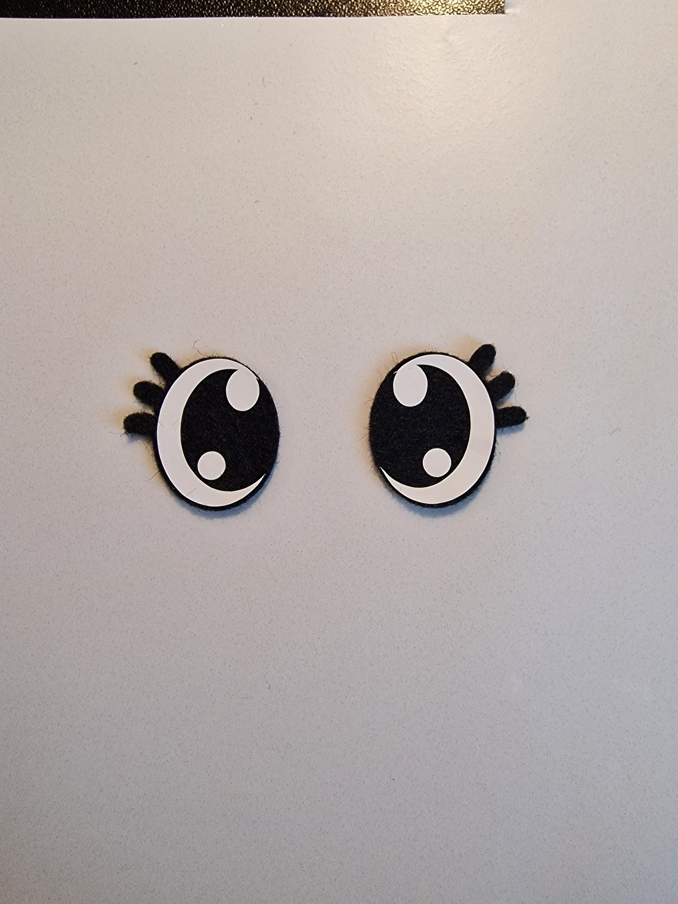 Felt Amigurumi Eyes with Lashes: 5 Sets (25-40mm)
