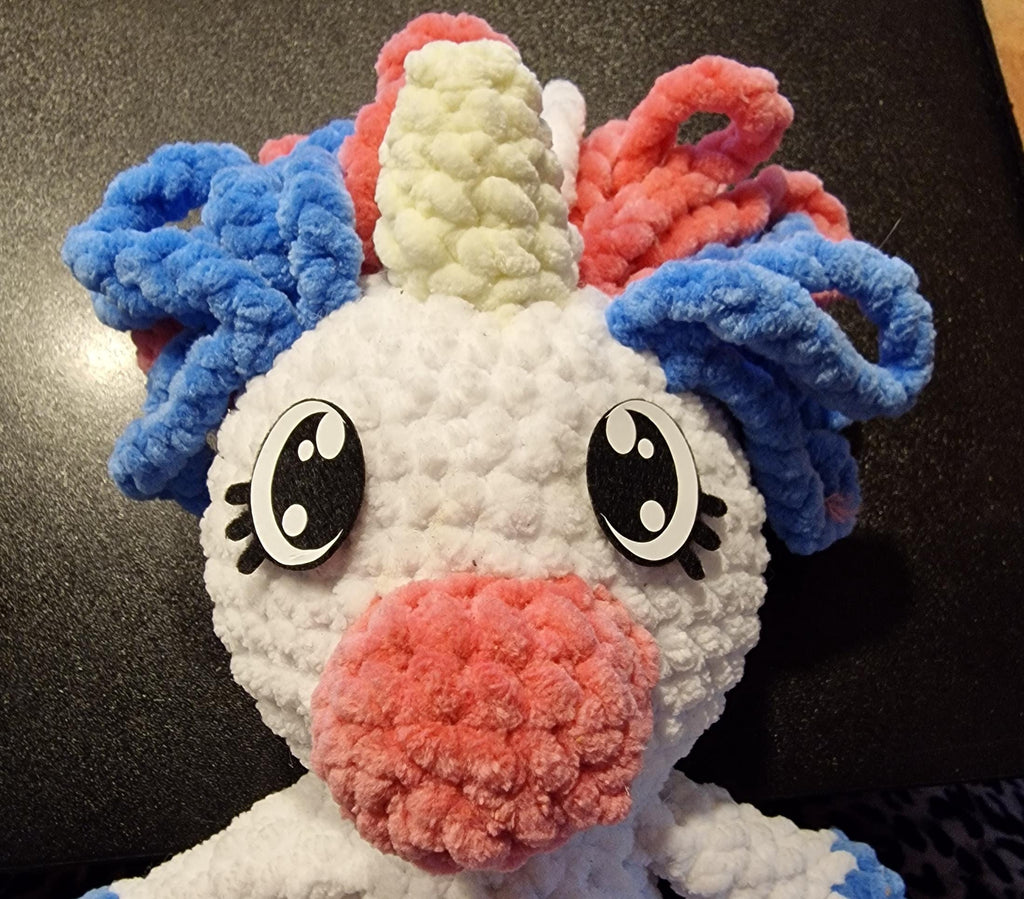 Amigurumi Eyes: Oval Lashes, Felt & Vinyl Set of 5. (25mm-40mm)