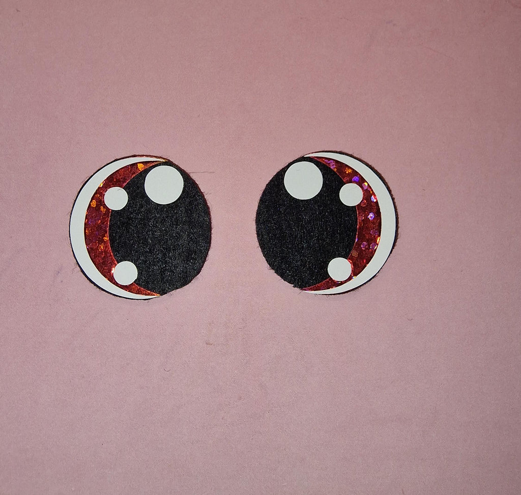 Glitter/Holo Felt Amigurumi Eyes: 5 Sets Circle + 2 Dots (50-70mm)